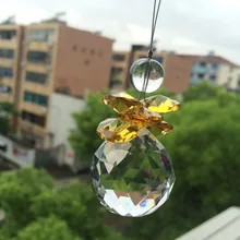 Красивый Кристальный стеклянный Солнечный Ловец граненый шар+ Золотая подвеска из стеклянных бусин для частей люстры, навесные Декорации для свадьбы