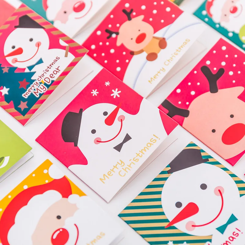 

2Pcs/Lot Cute Daily Merry Christmas Snowman Santa Clause Envelop Post Card Paper Portable Diary Notepad E0729