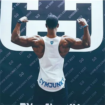 

2019 Men Summer Sleeveless Print Cotton Male Sweatshirt Gym Sport Running Vest Bodybuilding Undershirt Men Fitness Tank Tops