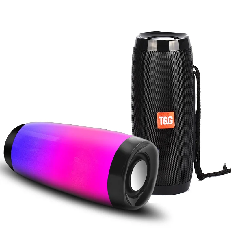

10W Wireless Bluetooth Speaker with Colorful LED Light Outdoor Portable Column FM Radio TF with Mic Hands Free for Computer 2.1