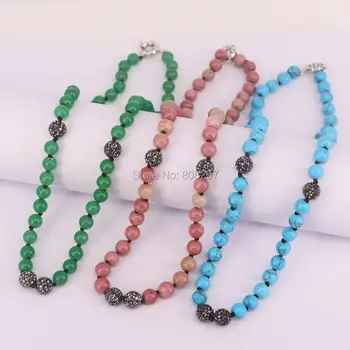 

5Strands Natura Stone Round Bead Necklace, Handmade Beaded Necklace, Knotted Bead Mala Necklace Jewelry