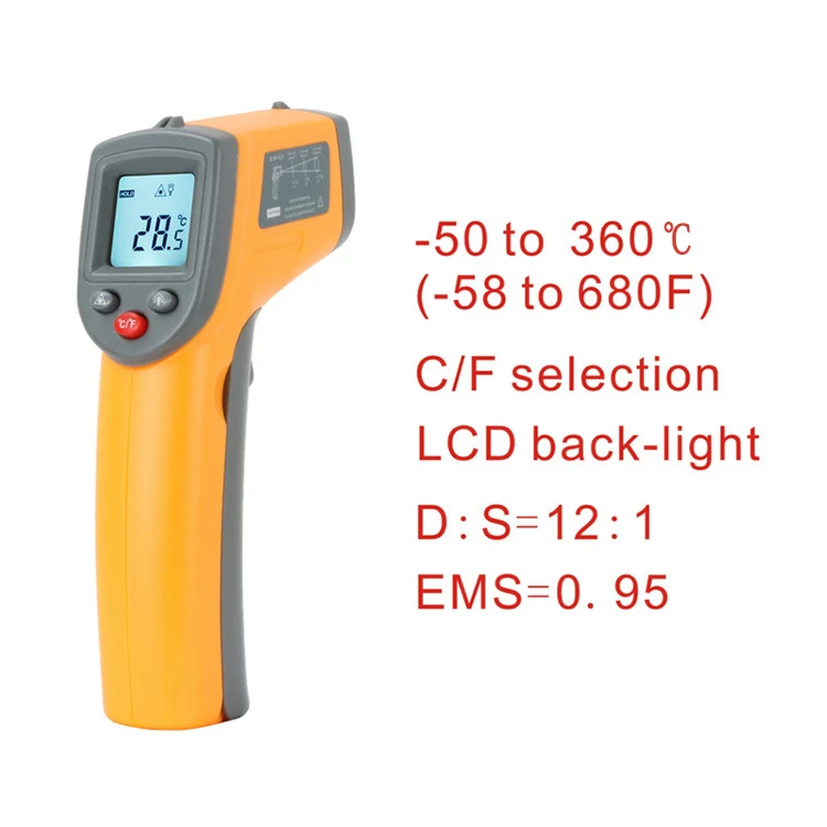 

Non-contact thermometer handheld LCD Screen Digital infrared thermometer can measure water temperature -50 to 360 Celsius