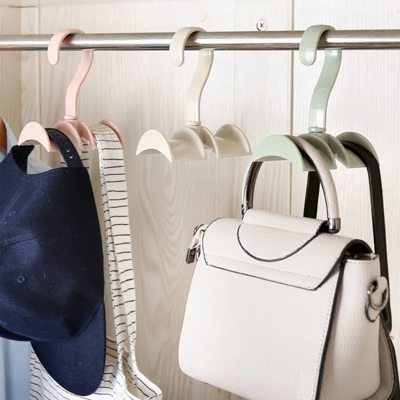 New 360-degree Rotation Closet Organizer Rod Hanger Handbag Storage Purse Hanging Rack Holder Hook Bag Clothing Hanger
