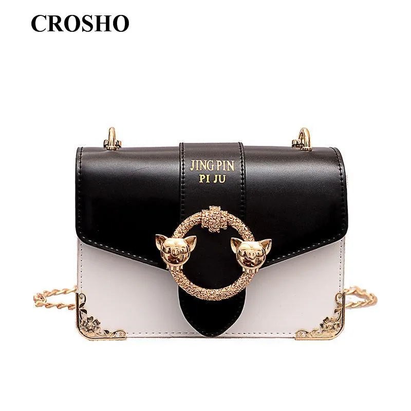 

CROSHO The New Summer Color Female Bag Fashion Small Square Bag Simple Chain Single Shoulder Cross Body Bag Panelled