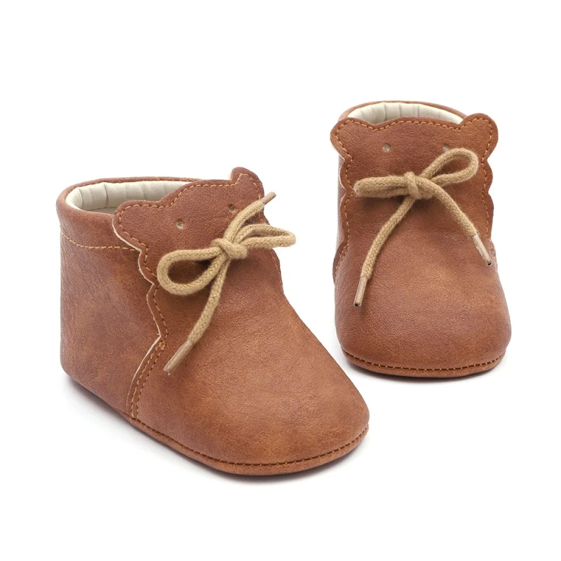 New Baby Boys Leather Lace Up Casual Boots Black And Brown Infant//Toddler Sz 2-6