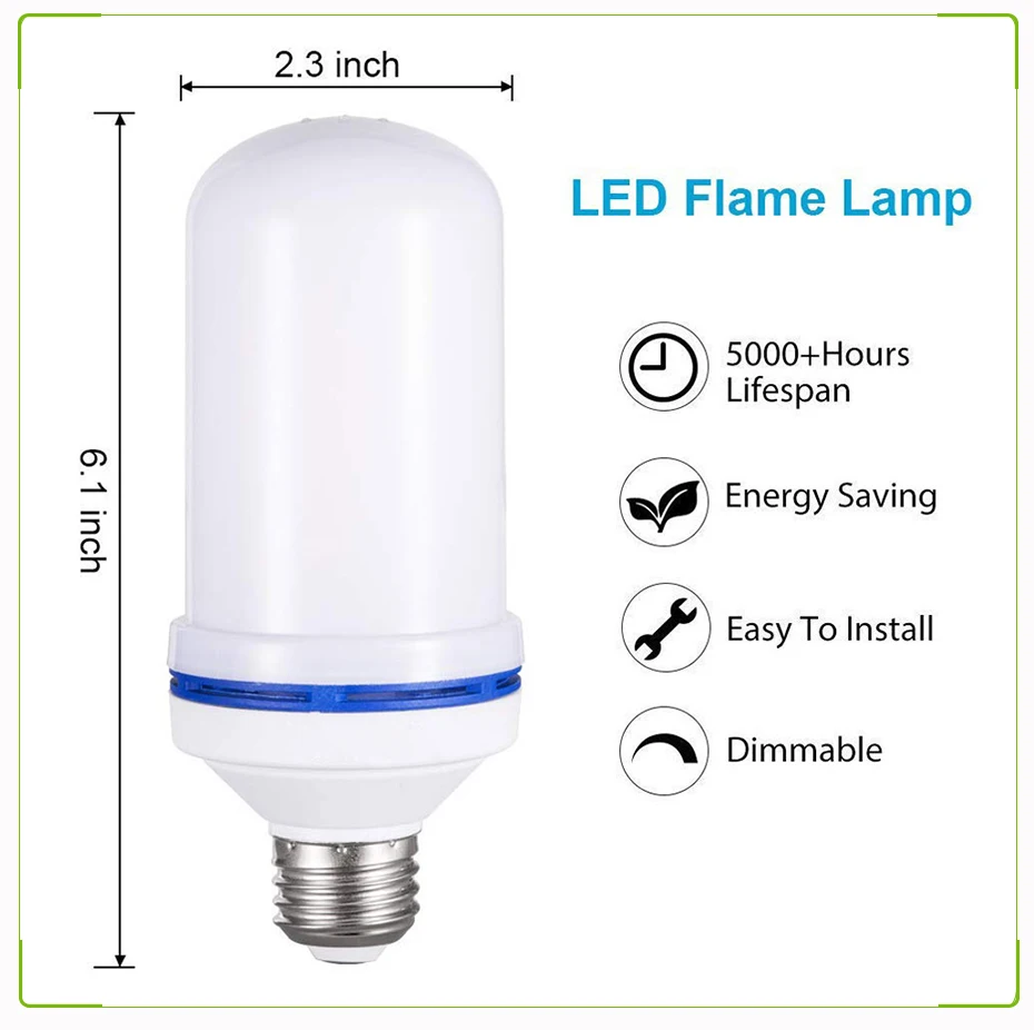 Светодиодный светильник с эффектом пламени, лампа E27, 7 Вт, светодиодный светильник для сада, пламя для рождества, Рождества, праздников, светодиодное украшение для праздника, винтажная лампа E26