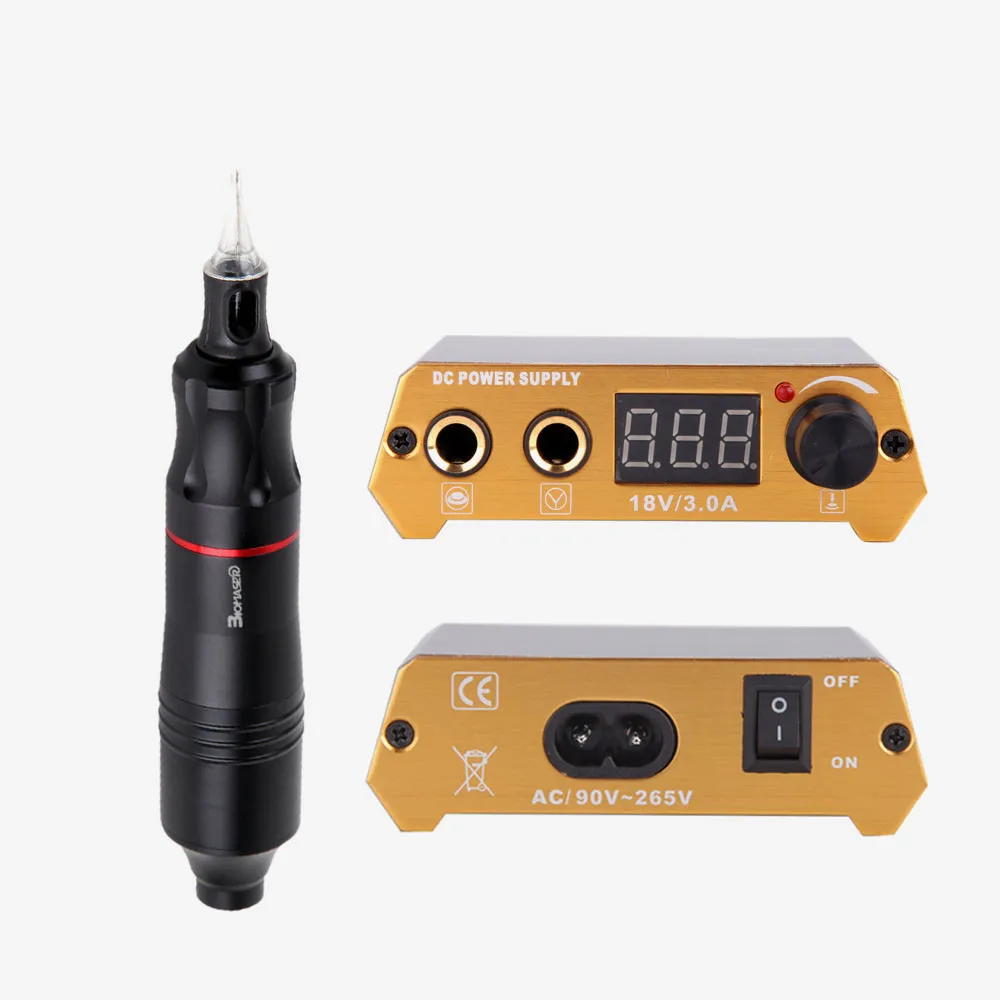 

Biomaser TPN027Tattoo Machine Kit Professional Rotary Tattoo Machine Gun Mote Tattoo Kits 3A Mini Tattoo Power Supply
