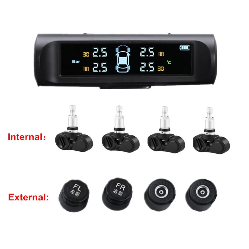

Hot Selling Car TPMS Tyre Pressure Monitoring System Solar Power charging Digital LCD Display Auto Security Alarm Systems