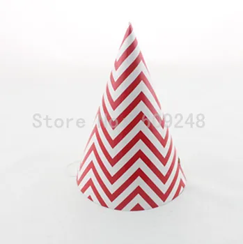 

12pcs Colorful Discount Carnival Wedding Birthday Light Pink Chevron Paper Party Hats,Christmas Zig Zag Party Caps Decorations