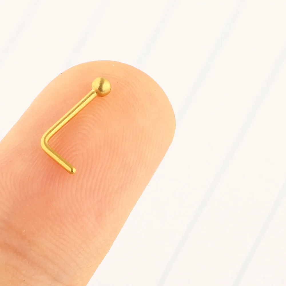 JUNLOWPY 20G Nose Studs Stainless Steel Nose Rings Set Round Ball Stud L Shaped Piercing for Women Men Body Jewelry 100/200pcs