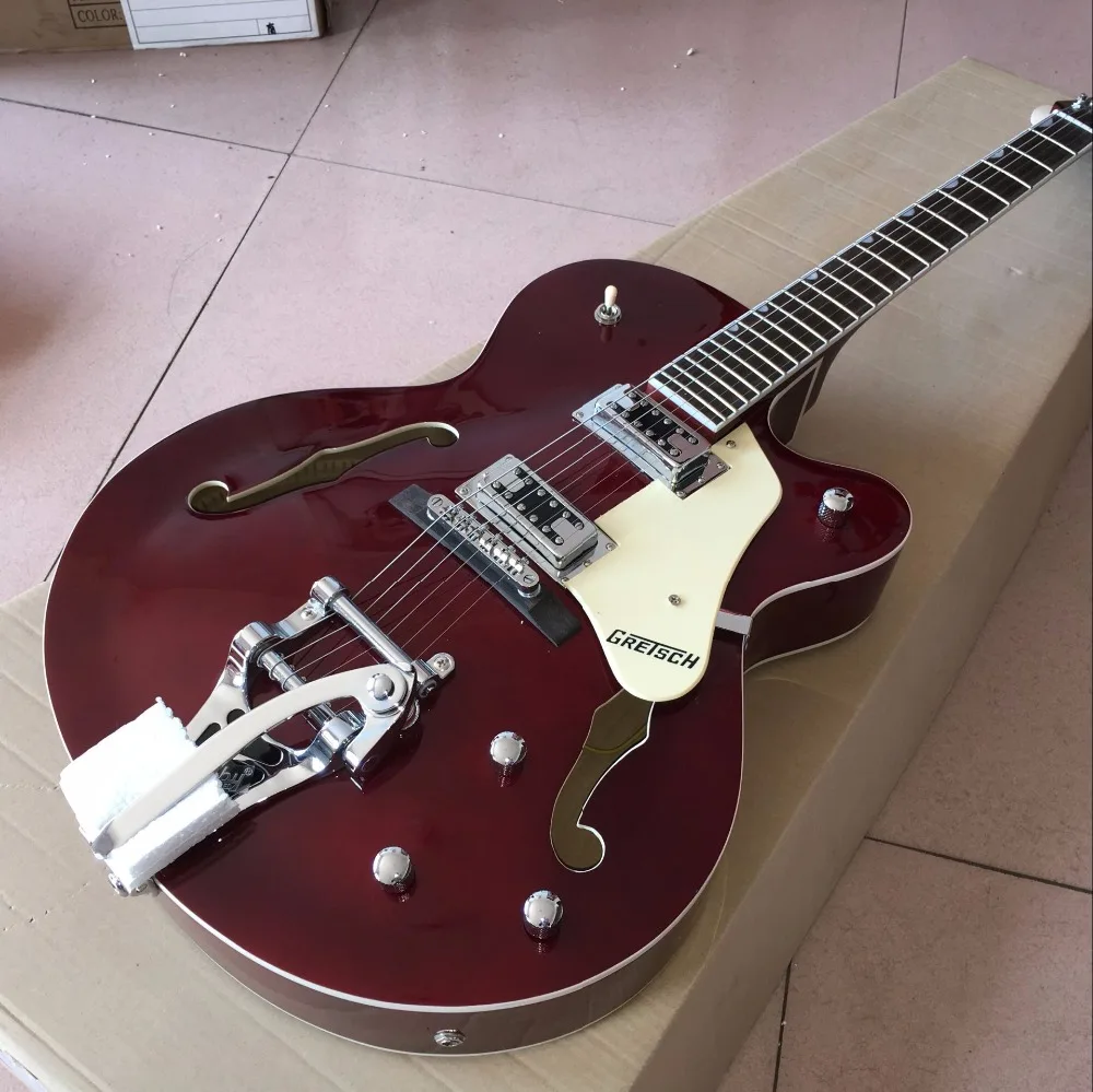 

VicersQuality Custom Sho ROSE Wine Red Gretsch Falcon 6119 1962FT Semi Hollow Body Jazz Electric Guitar with Bigsby Tremolo 6120
