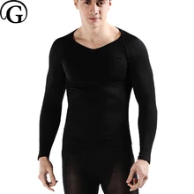 Гинекомастия корсет прайгер Корректор осанки Длинные теплые рукава Мужские Корректирующее белье для тела Топы контроль талии поддержка спины Нижнее белье