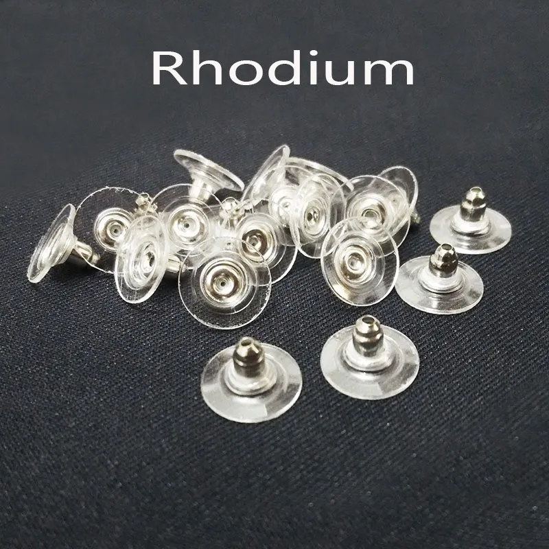 Серьги-пули с родиевым покрытием заглушка в форме спины серьги-пули прозрачными