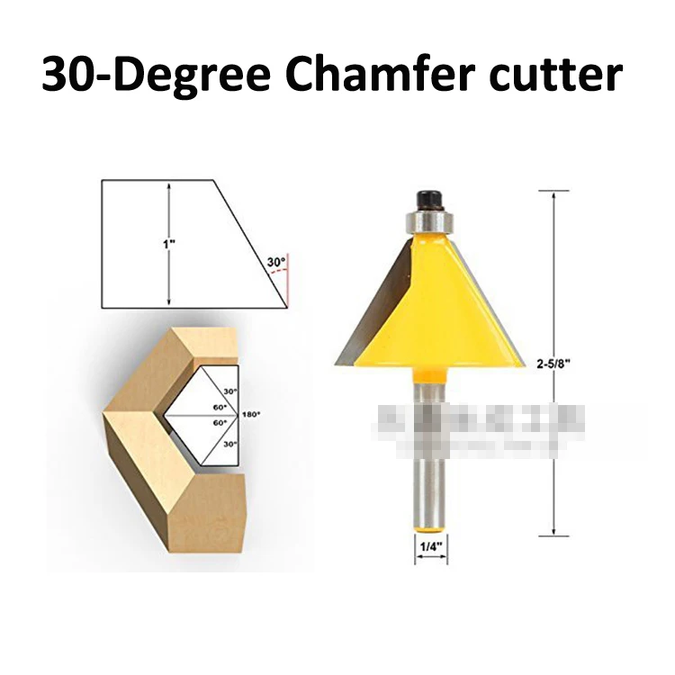 ARDEN 30 Degree Chamfer Bevel Edging Router Bit 1/2×1-1/4×30° Hose Nose 1-1/4" 