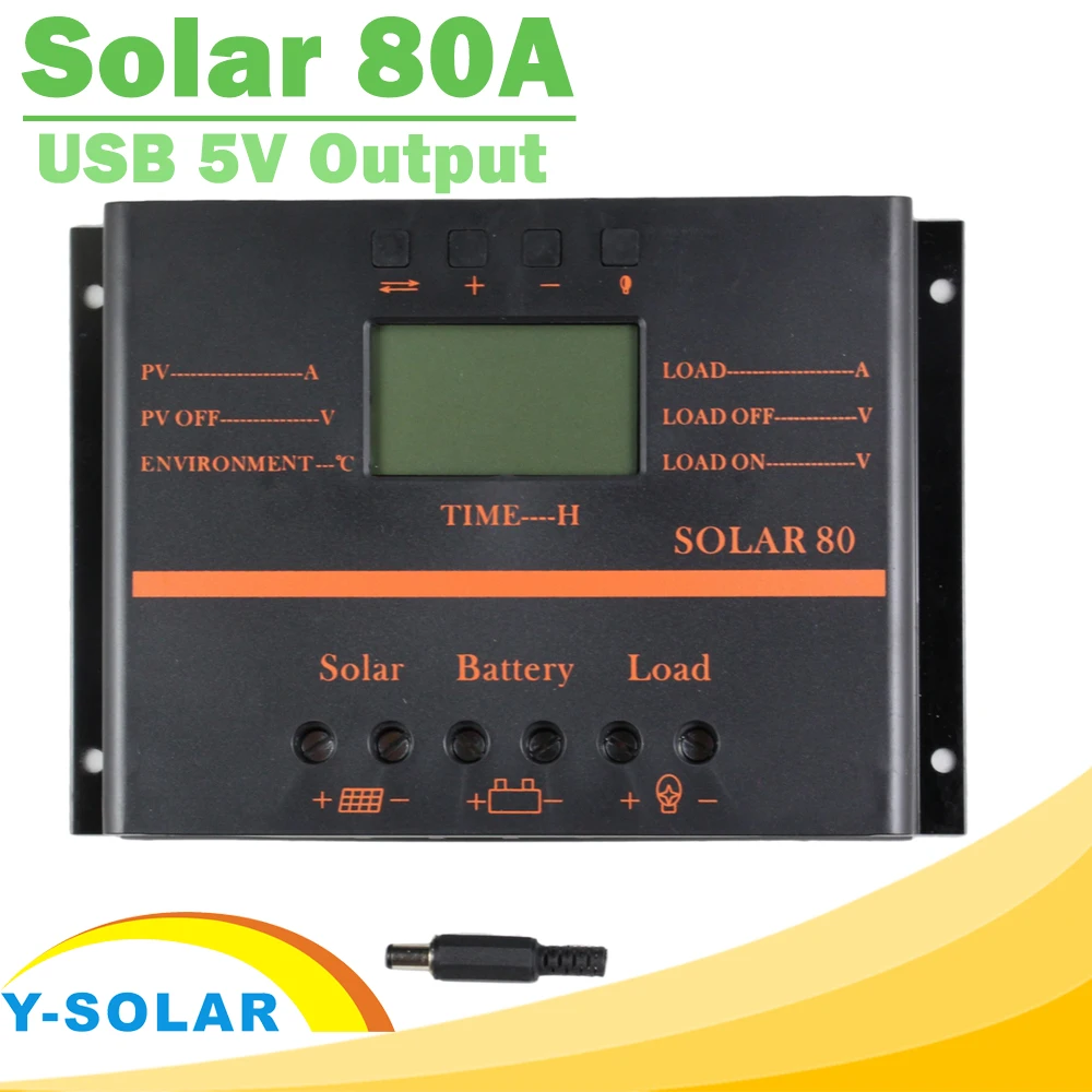 Solar Regulator 12V 24V 80A PWM With Max 1920W Solar Panel For Solar System Controller LCD Display Y-SOLAR Solar 80 Solar Regulator 12V 24V 80A PWM With Max 1920W Solar Panel For Solar System Controller LCD Display Y-SOLAR Solar 80