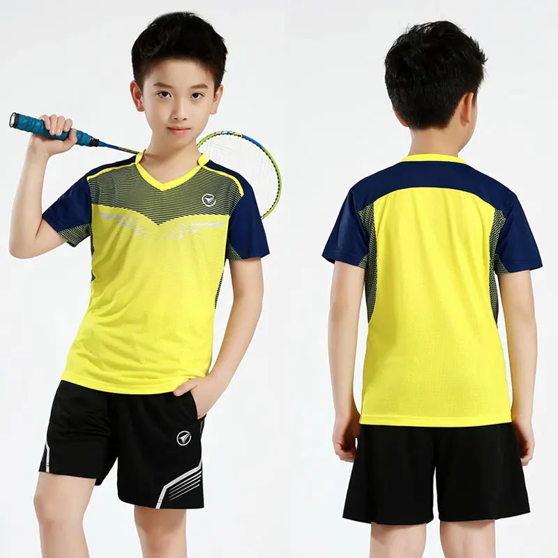 

2019 Children Sports Suit Boy Running Training Uniform Short Sleeve Badminton Shirt Shorts Kids Sport Clothing Jersey Breathable