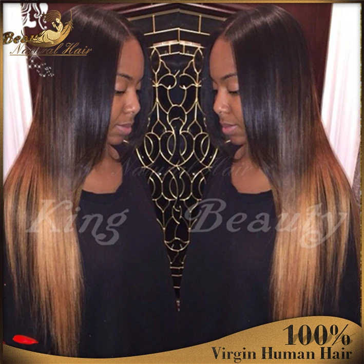 

Ombre Human Hair Lace Front Wig Silky Straight Brazilian Virgin Hair Glueless Wig Two Tone Full Lace Ombre Wigs 8-26 Inches