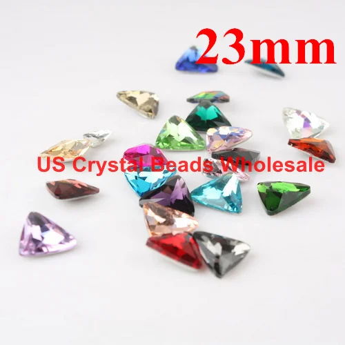 

Free shipping! Wholesale 23mm 50pcs/lot 4727 triangle shape crystal fancy stone glass bling multi mixed colour F3618