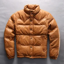 Avurexfly мужская куртка из козьей кожи на молнии, теплый пуховик, мужская куртка из натуральной кожи, пуховик, зимние пальто M-4XL