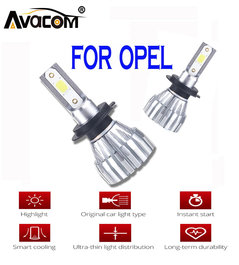

Avacom Car Headlight bulbs Led H4 H7 H11 9005 9006/HB3 HB4 H8 H9 H4 H7 LED Turbo 12V 6500K 13000Lm Lights For Opel ADAM/AGILA