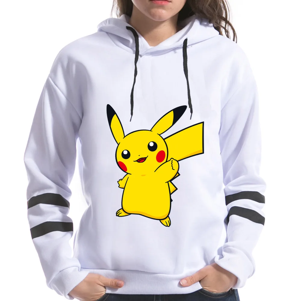 

Fashion Women Pokemon Print Sweatshirts Hooded Long Sleeve Harajuku Kawaii Jenny Turtle Pikachu Printing Female Spring Hoodies