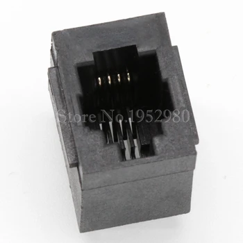 

20PCS/LOT RJ11 Network Jack Socket 52A 4P4C Plastic 180 Degree with Brim 16MM High 4 Pins Gold