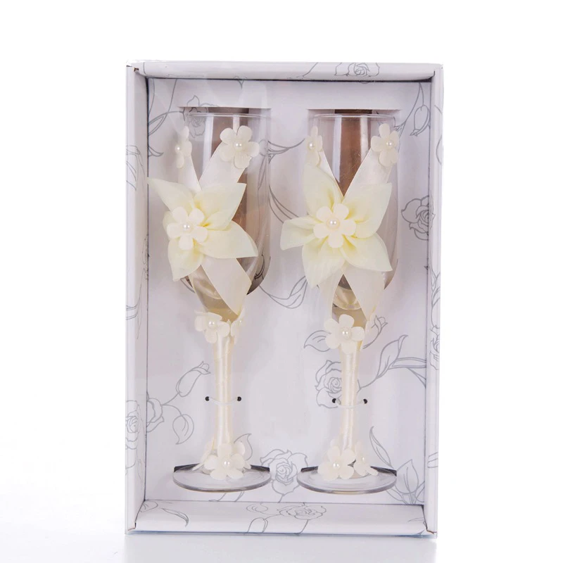 

2Pcs Set Wedding Glass Creative Flowers Crystal Wedding Champagne Glasses Goblet Red Wine Glass Cup Wedding Decoration