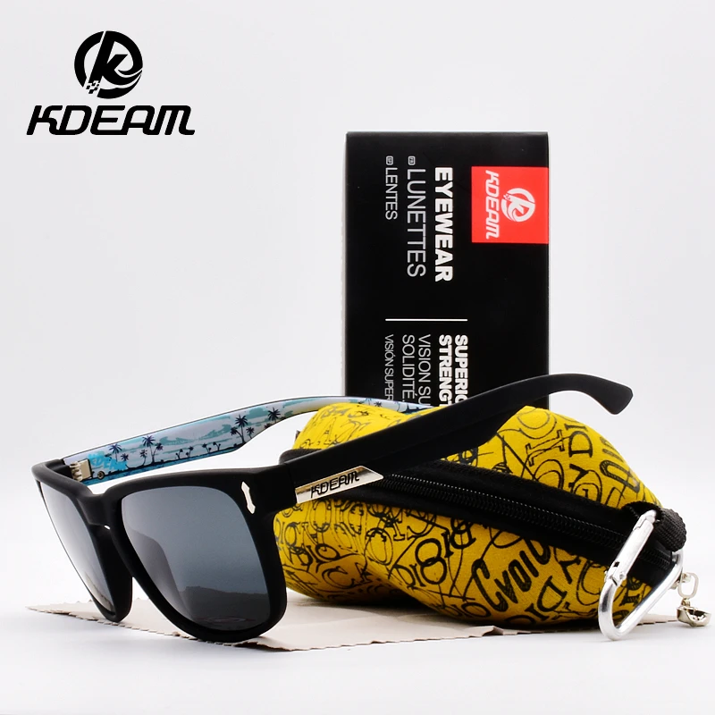 KDEAM Cool Polarized Sunglasses Men Women Scrub Printed leg Colorful Coating Square Outdoor Driving Mirror Male Eyewear KD1302 | Аксессуары