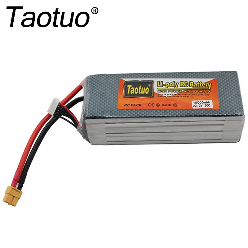 

Taotuo Power Lithium Polymer Lipo Battery 22.2v 10000mah 30C 6S XT60 Plug For RC Quadcopter FPV Multicopter Model Parts Bateria