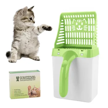 

Useful Cat Litter Shovel Quick Easy Pet Cleaning Tool Scoop Cat Sand Cleaning Toilet Poop Picker Holder Box Spoon Filter 15 Bags