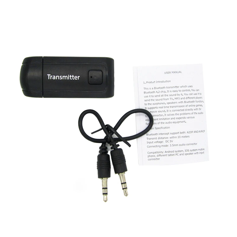 Беспроводной Bluetooth передатчик для ТВ телефона ПК Y1X2 стерео аудио музыкальный адаптер - Цвет: Черный