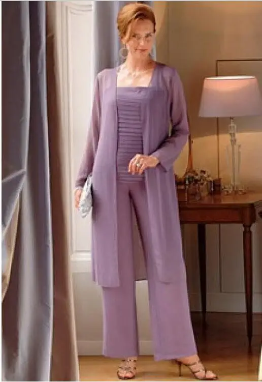 2016 Lavender Mom pant Suit Long Sleeves with jacket Formal Women Lady