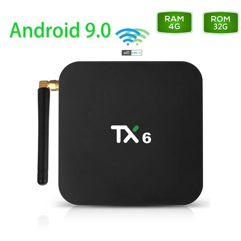 

Tanix TX6 Android 9.0 TV Box Smart TV IPTV Set Top Box 4G 32G Allwinner H6 1080P H.265 4K Dual WiFi Bluetooth 5.0 Media Player