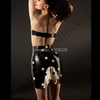 

Free shipping !! Latex wearing rubber sophisticat skirt spotted skirt