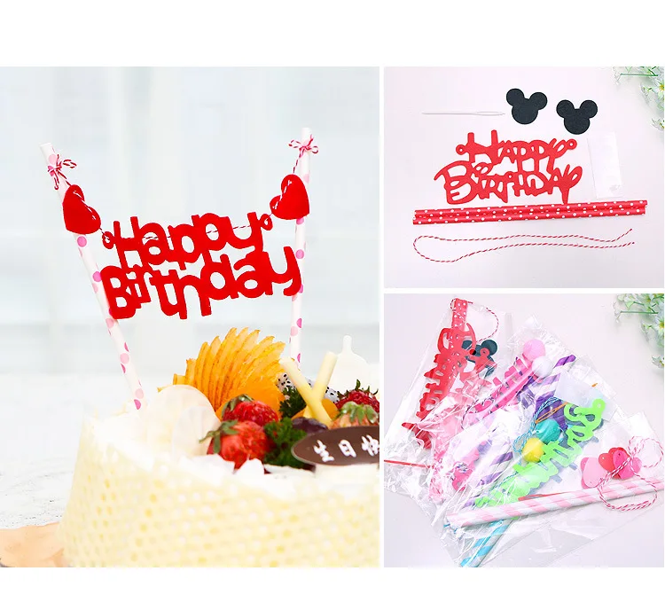 1 комплект Микки Минни Маус кекс торт Топпер флажки для торта бумага соломы душ для детского праздника в честь Дня рождения поставки вечерние декоративные