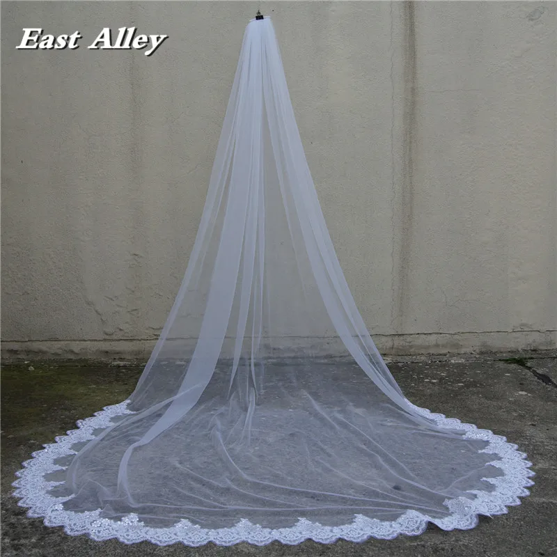 

1 Layer Cathedral Length 3M Lace with Sequins Wedding Bridal Veil