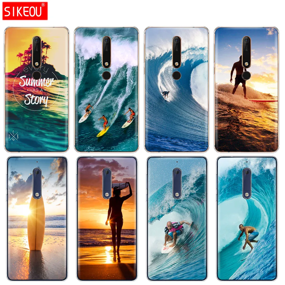 Силиконовый чехол для телефона Nokia 5 3 6 7 PLUS 8 9/Nokia 1 2 2018 Sea wave surf summer ocean | Мобильные