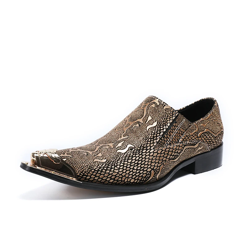 New Arrival  slip-on 2018 Italian Men Dress Leather Shoes Fashion Formal Business Glitter Pointed Top Slip On Co 