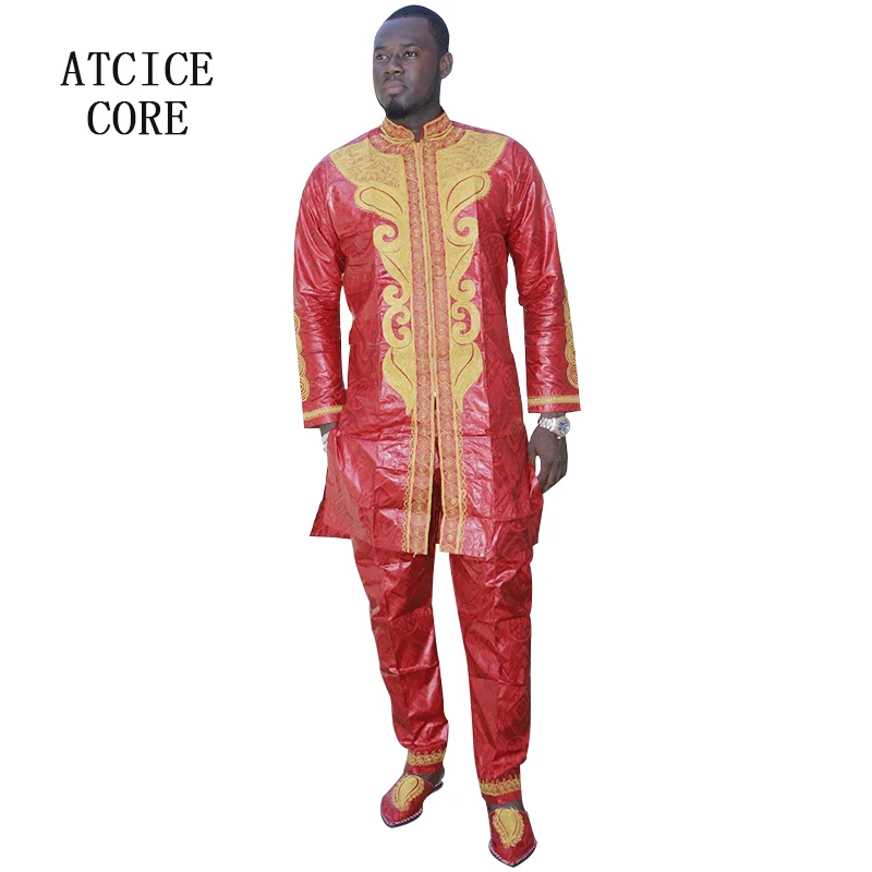 african bazin riche embroidery design dress man clothes top with pants LC060# african fashion style