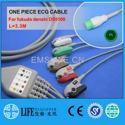 Цельный ECG кабель с 5 зажимами свинцовых проводов для fukuda denshi DS5100 монитор пациента