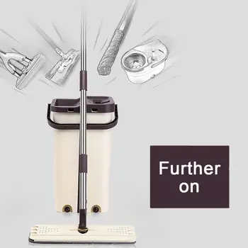 

360 Degree Flat Squeeze Magic Automatic Mop And Bucket Avoid Hand Washing Microfiber Cleaning Cloth Kitchen Wooden Floor
