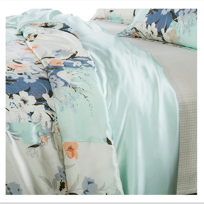 Bedding Set 3PCS New 100% Pure Mulberry Silk Duvet Cover Oxford Pillowcase Floral Multicolor Multi Size 2