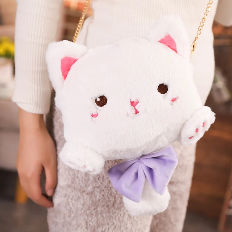 

Kawaii Plush Cat Backpack Shoulder Crossbody Bag 4 Colors Stuffed Cat Toy Children Little Girls Coin Purse Gift Kids Toy