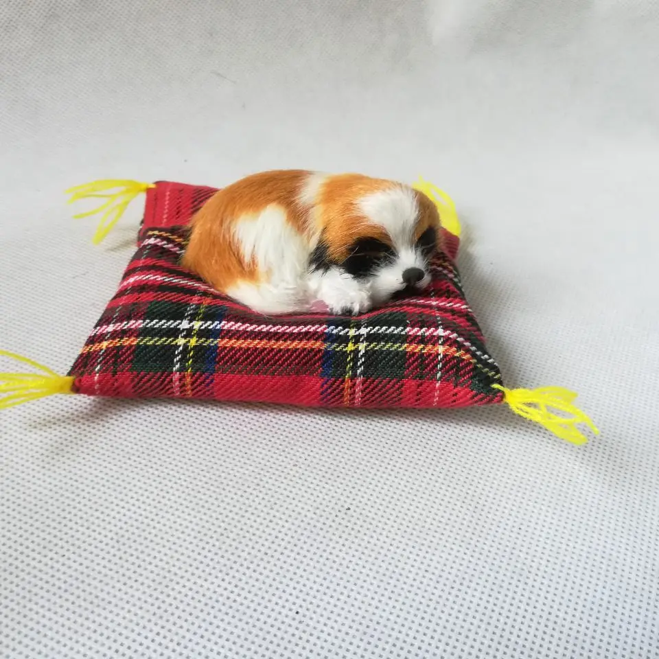 

real life toy beagle model plastic& furs sleeping dog with mat , about 10cm ,home decoration baby toy gift w0709