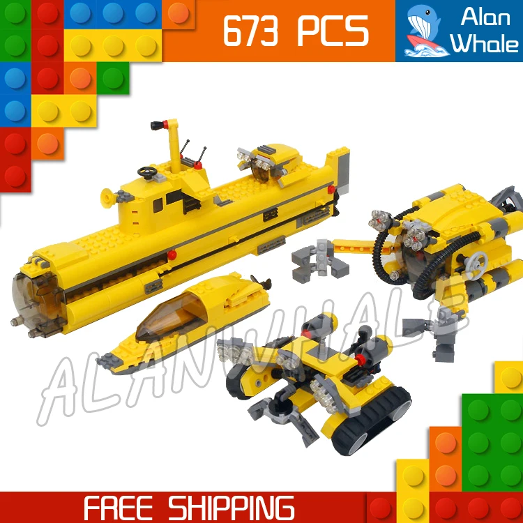 

673pcs Creator Designer Set Ocean Odyssey Submarine Floor Crawler 24012 Figure Building Blocks Toys Compatible with LegoING
