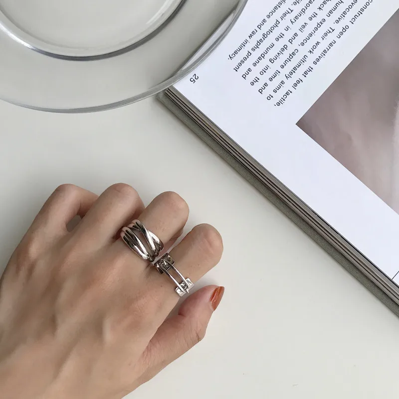 Серебряные блестящие плетеные кольца Silvology 925 пробы серебряные темпераментные с