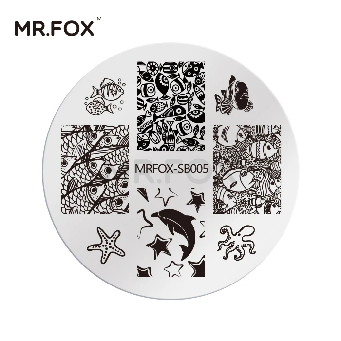 Пластины для штамповки ногтей, штампы для дизайна ногтей, штампы, панды, трафареты carimbo de unha для лака, милые животные, MR FOX - Цвет: SB005