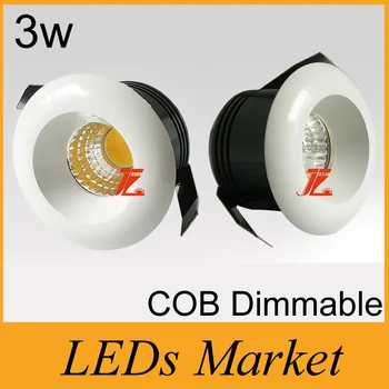 

New Arrvial 3w COB Round Shell Led Recessed Down Lights dimmable 300 lumens AC 110-240V Nature White 4000K + Drivers 60 Angle