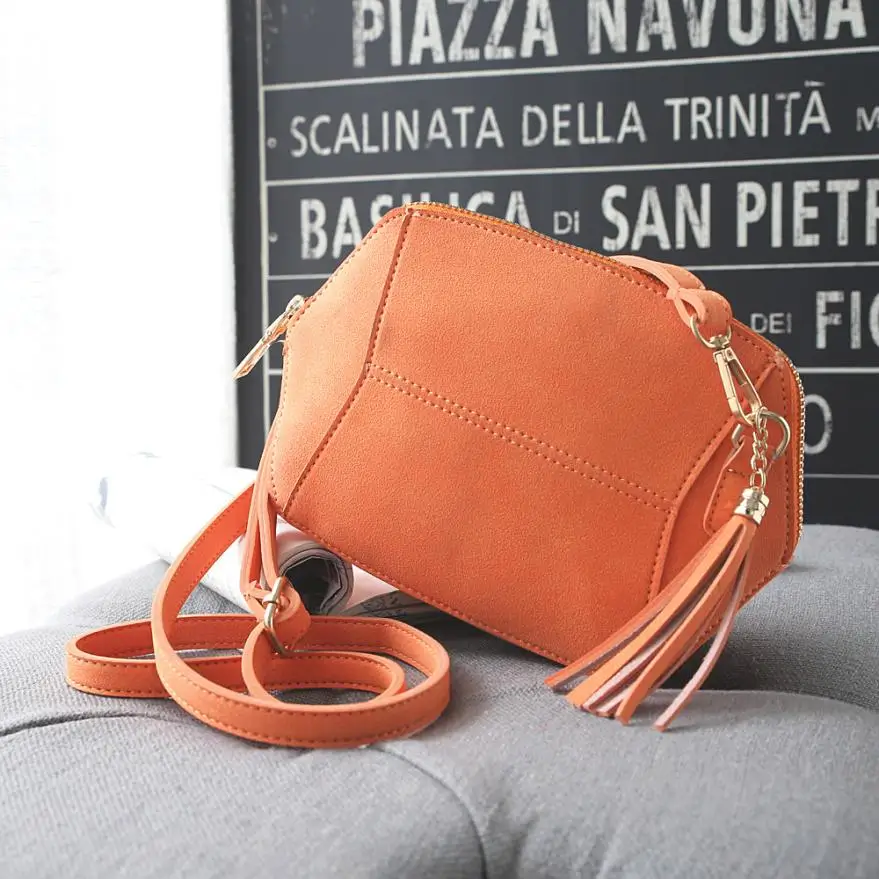 Женские кожаные сумки, стиль, женская сумка, сумка для основной женщины, роскошные сумки с кисточкой, женские сумки, дизайнерская маленькая сумочка - Цвет: Оранжевый