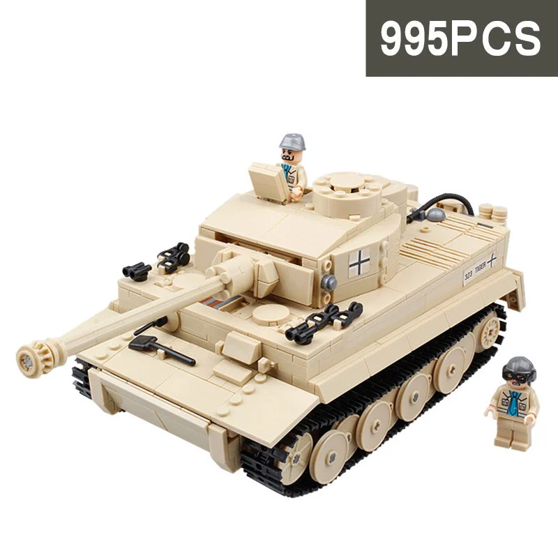 

995pcs Kids Educational Toys Building Blocks Sets LegoINGs Military WW2 German King Tiger Tank Army Soldiers Bricks Model Toys